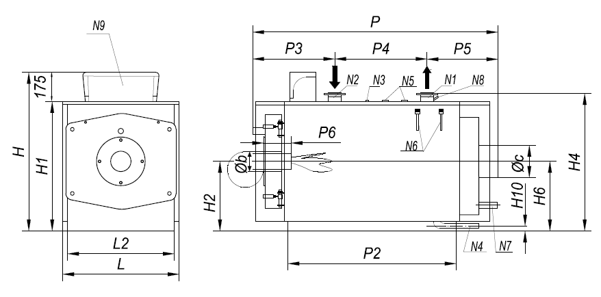 Чертеж большого котла Buran Boiler мощностью до 1300 кВт